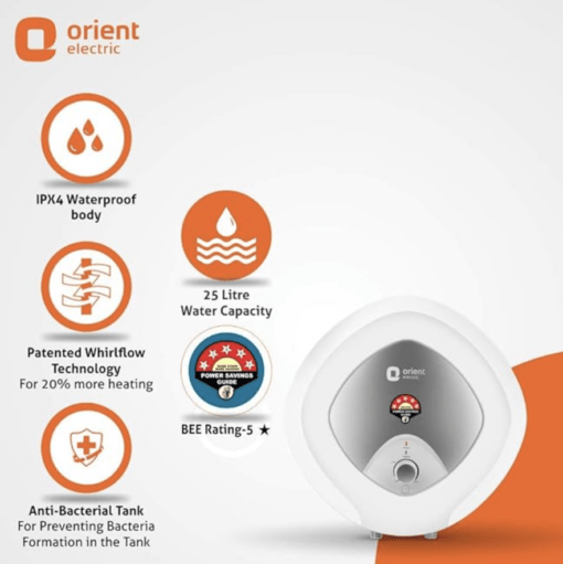 Orient Electric Enamour Plus 15-Litre Vertical Storage Water Heater (White)- BEE 5 Star - Image 3